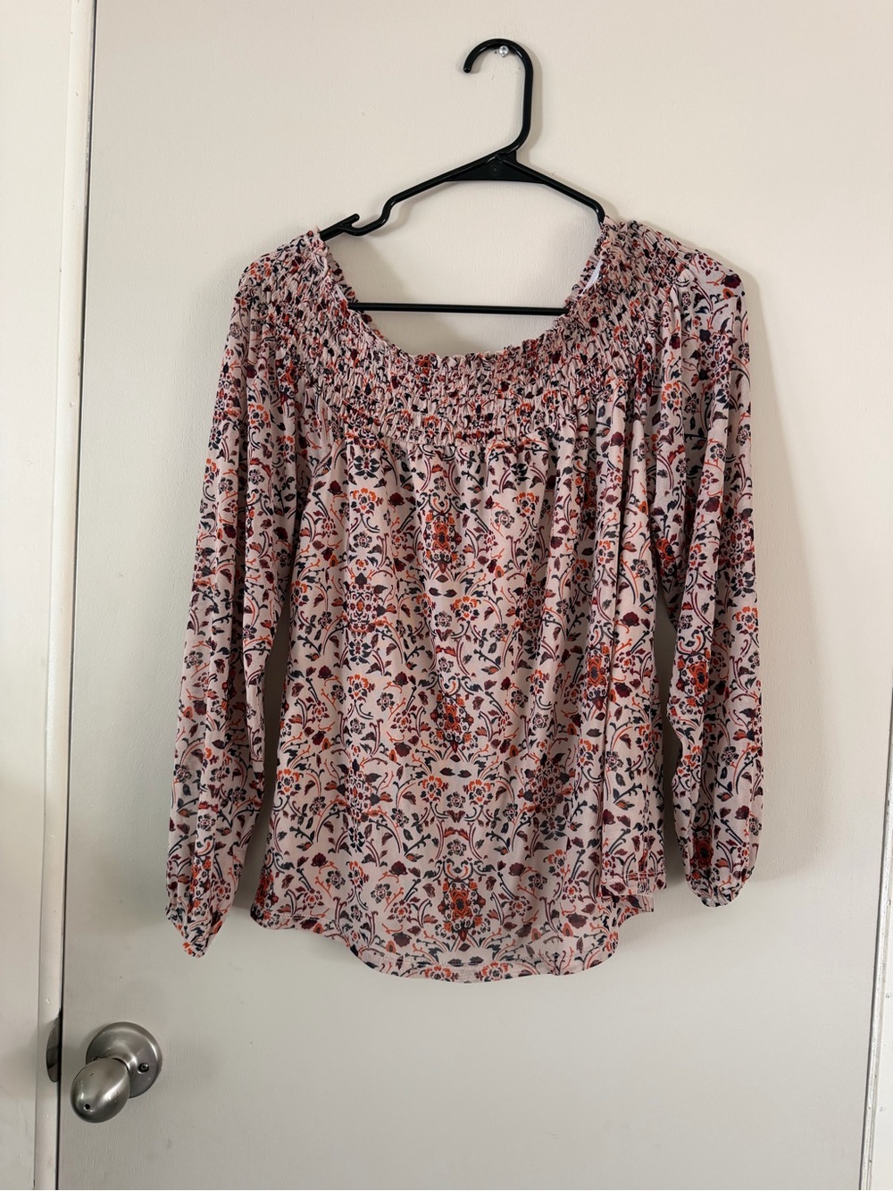 Daytrip Pink Floral Smocked Off-Shoulder Blouse
